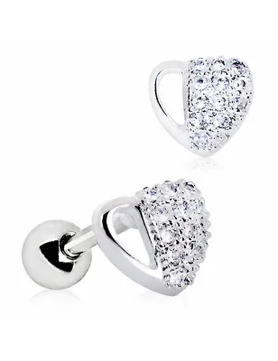 Piercing cartilage coeur pavé gemmes