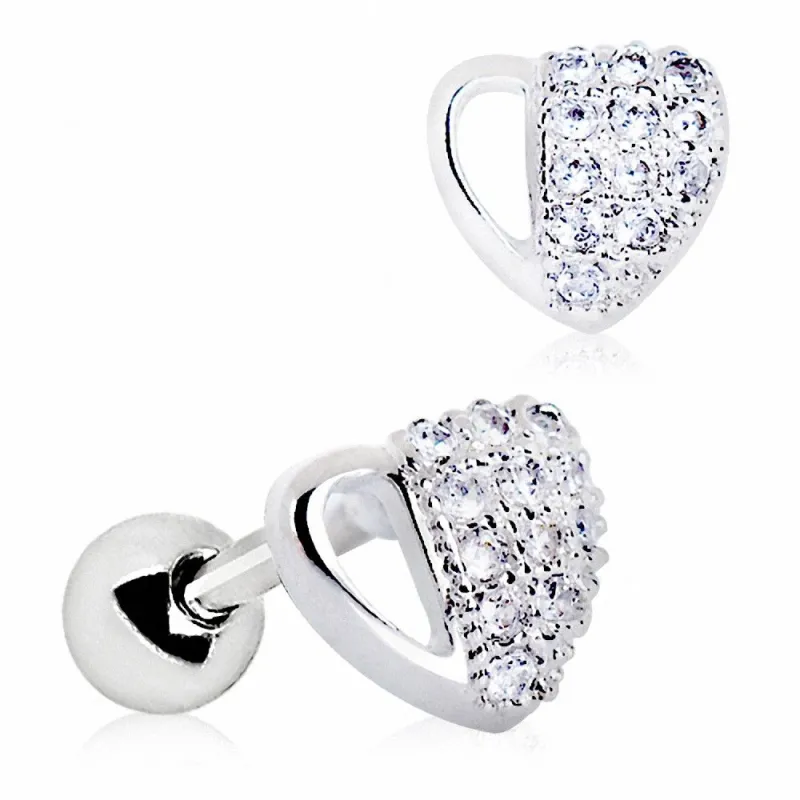 Piercing cartilage coeur pavé gemmes