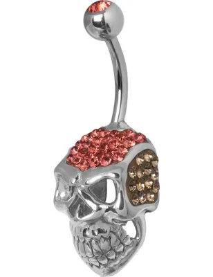 Piercing nombril Crystal Evolution Swarovski Crâne Titane G23 Rose
