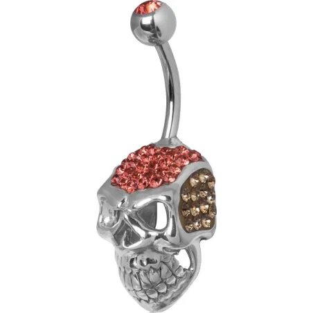 Piercing nombril Crystal Evolution Swarovski Crâne Titane G23 Rose