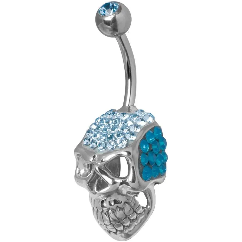 Piercing nombril Crystal Evolution Swarovski Crâne Titane G23 vert turquoise