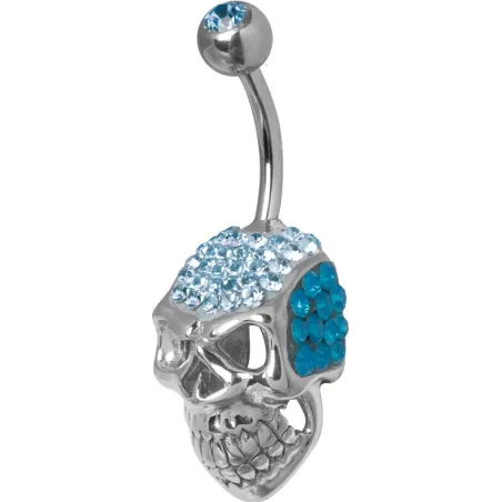 Piercing nombril Crystal Evolution Swarovski Crâne Titane G23 vert turquoise