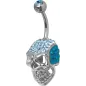 Piercing nombril Crystal Evolution Swarovski Crâne Titane G23 vert turquoise