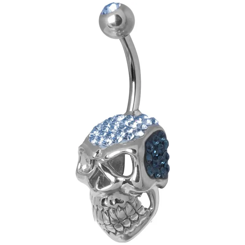 Piercing nombril Crystal Evolution Swarovski Crâne Titane G23 bleu clair