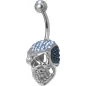Piercing nombril Crystal Evolution Swarovski Crâne Titane G23 bleu clair