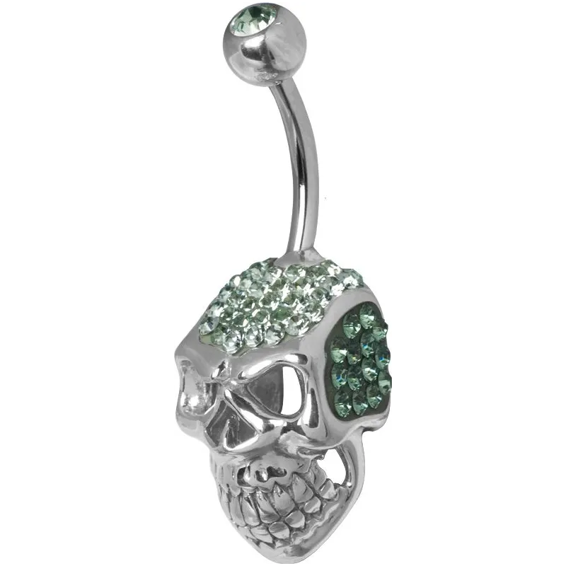 Piercing nombril Crystal Evolution Swarovski Crâne Titane G23 vert