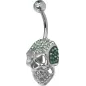 Piercing nombril Crystal Evolution Swarovski Crâne Titane G23 vert