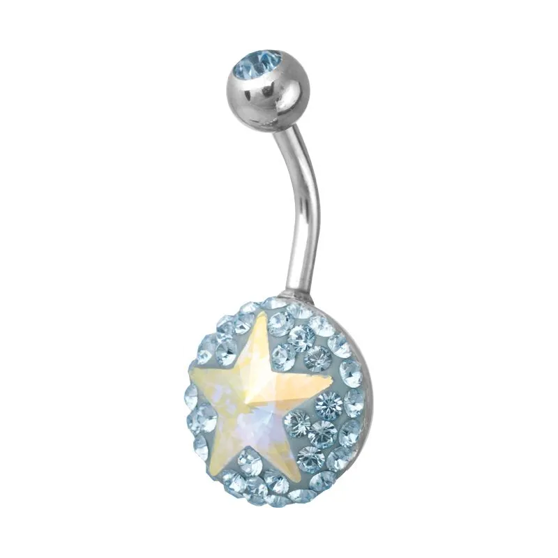 Piercing nombril Crystal Evolution Swarovski étoile bleu clair