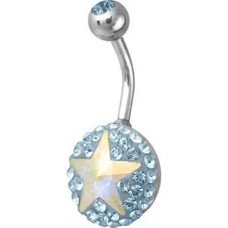 Piercing nombril Crystal Evolution Swarovski étoile bleu clair