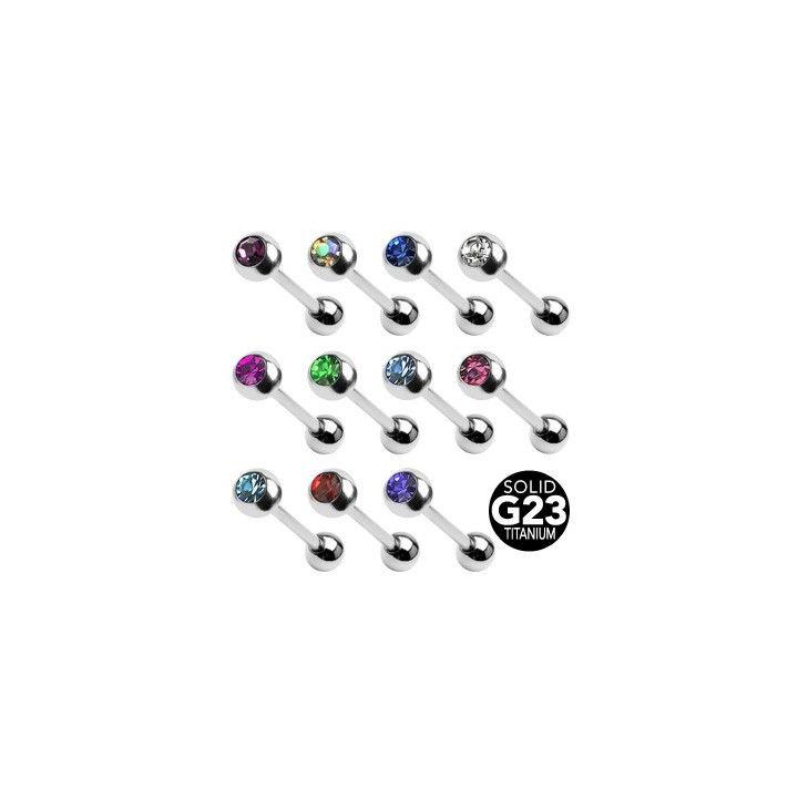 Piercing Langue Barbell Gemmes Titane G23 - Bijou Piercing Langue