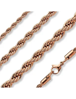Chaîne en acier inoxydable maille corde or rose