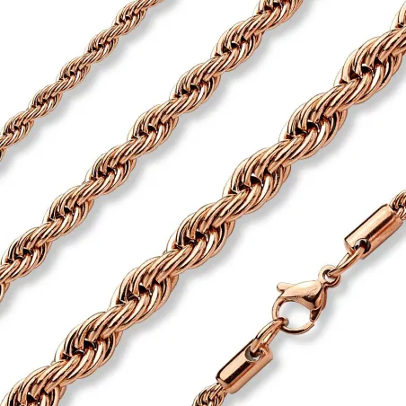 Chaîne en acier inoxydable maille corde or rose