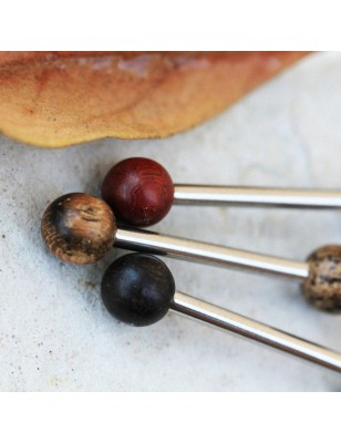 Piercing téton organique billes en bois