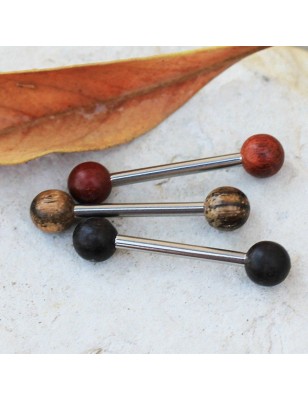 Piercing téton organique billes en bois