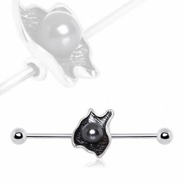 Piercing industriel perle noire et coquillage