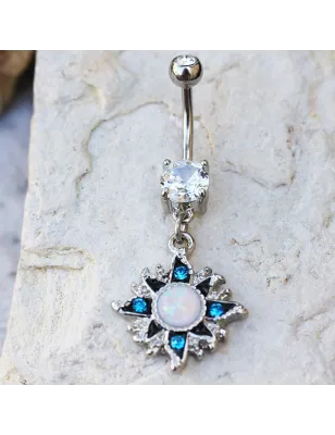 Piercing nombril soleil opale blanche