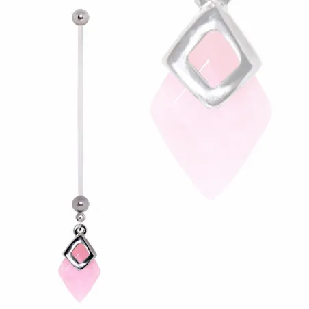 Piercing nombril de grossesse quartz rose