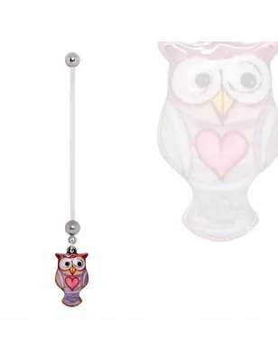 Piercing nombril de grossesse hibou coeur rose