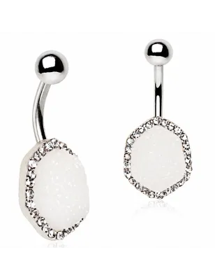Piercing nombril pierre druse blanche