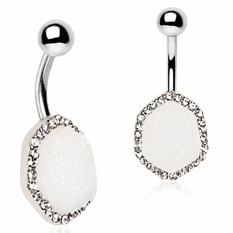 Piercing nombril pierre druse blanche