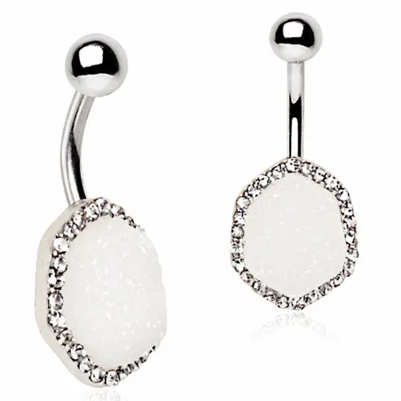 Piercing nombril pierre druse blanche