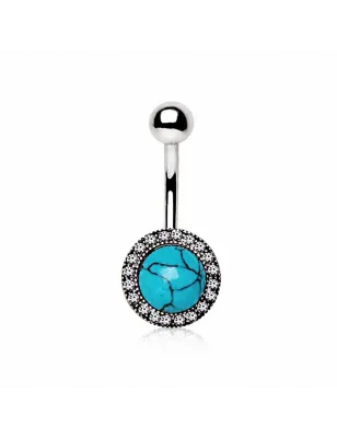 Piercing nombril pierre turquoise gemmes