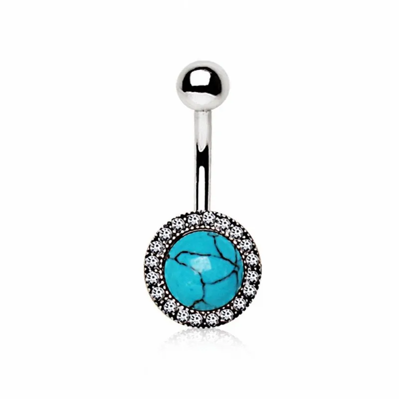Piercing nombril pierre turquoise gemmes