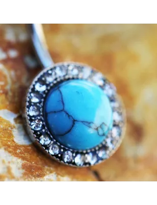 Piercing nombril pierre turquoise gemmes