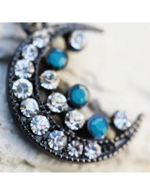 Piercing nombril double pendentif lune et étoile