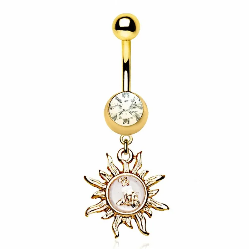 Piercing nombril plaqué or échappée de soleil