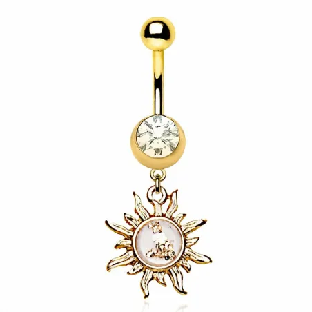 Piercing nombril plaqué or échappée de soleil