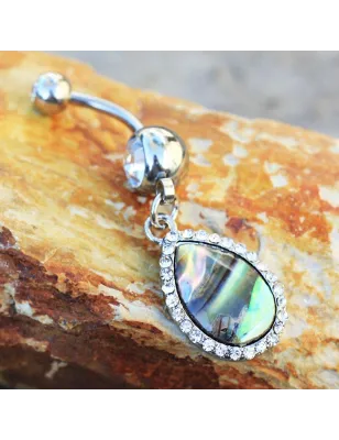 Piercing nombril larme nacre abalone