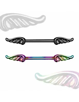 Piercing téton ailes d'ange colorées