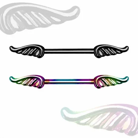 Piercing téton ailes d'ange colorées