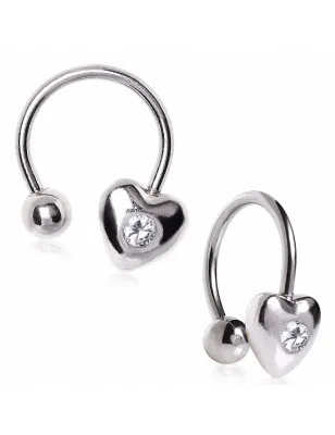 Piercing fer à cheval coeur strass