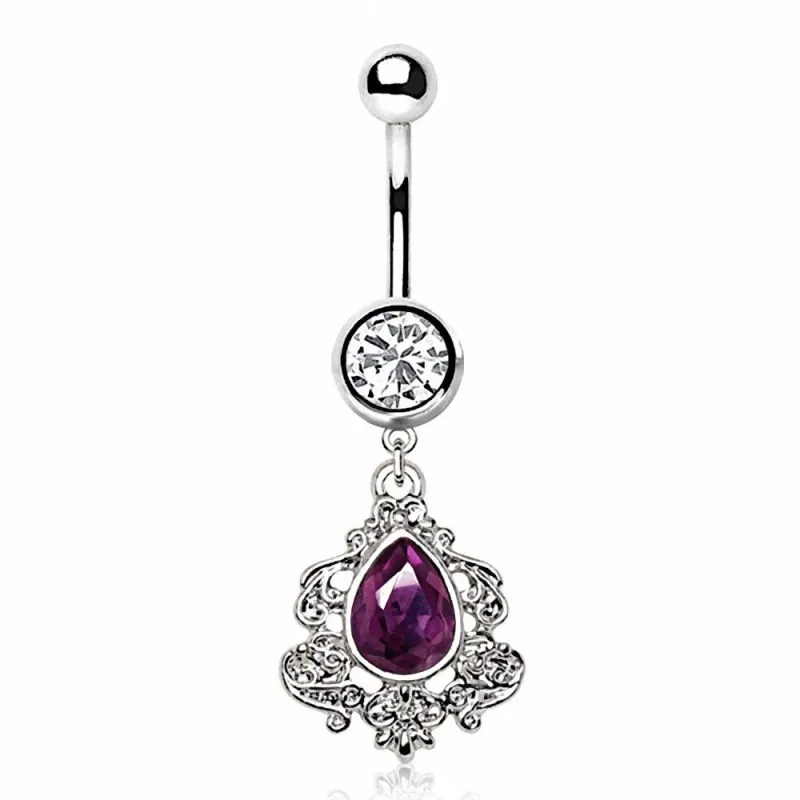 Piercing nombril style victorien larme violette