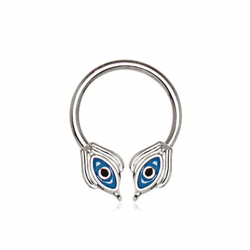Piercing fer à cheval yeux égyptiens bleus