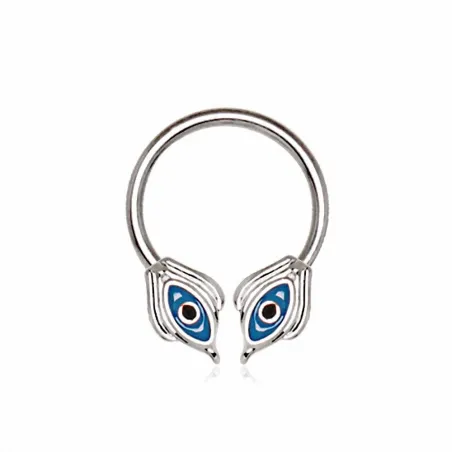 Piercing fer à cheval yeux égyptiens bleus