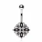 Piercing nombril floral gemmes noirs