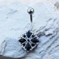 Piercing nombril floral gemmes noirs