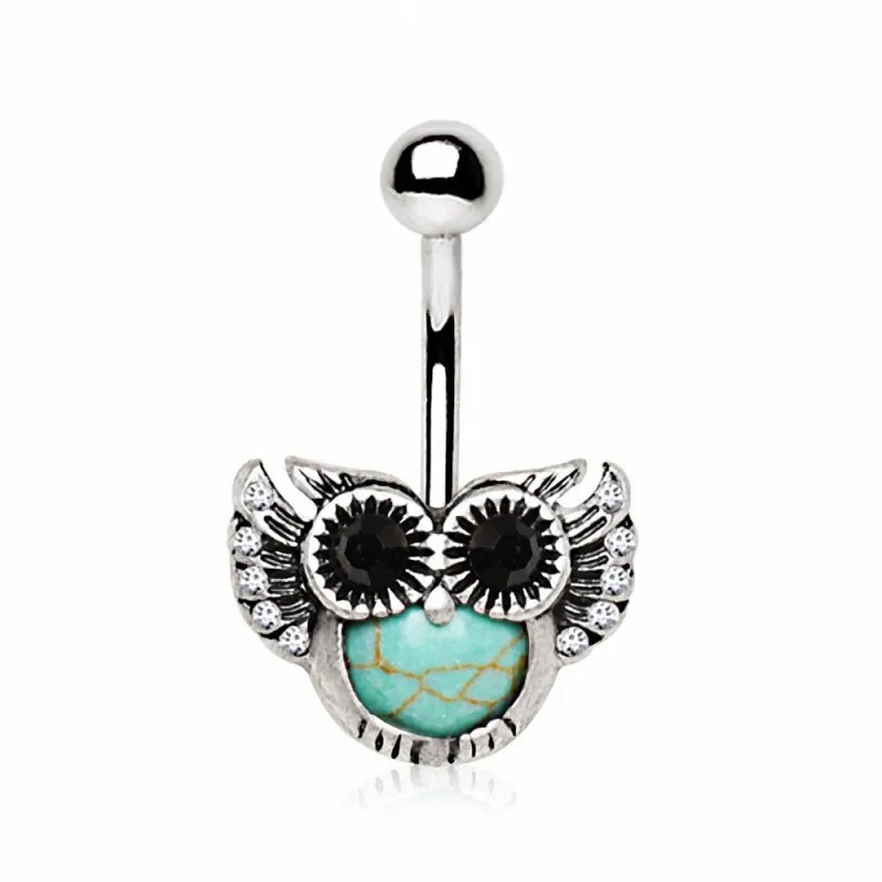 Piercing nombril hibou turquoise