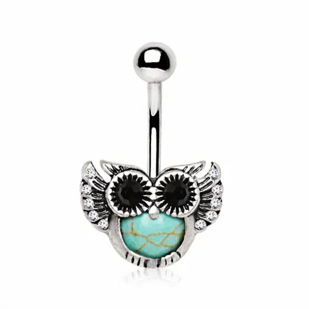 Piercing nombril hibou turquoise