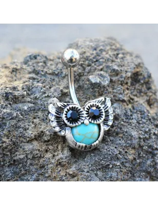 Piercing nombril hibou turquoise