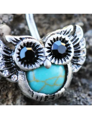 Piercing nombril hibou turquoise