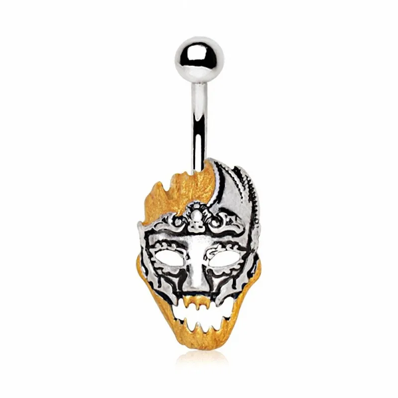 Piercing nombril masque de carnaval doré
