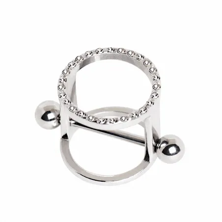 Piercing téton bouclier cylindre gemmes