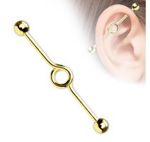 Piercing oreille industriel en titane doré loop