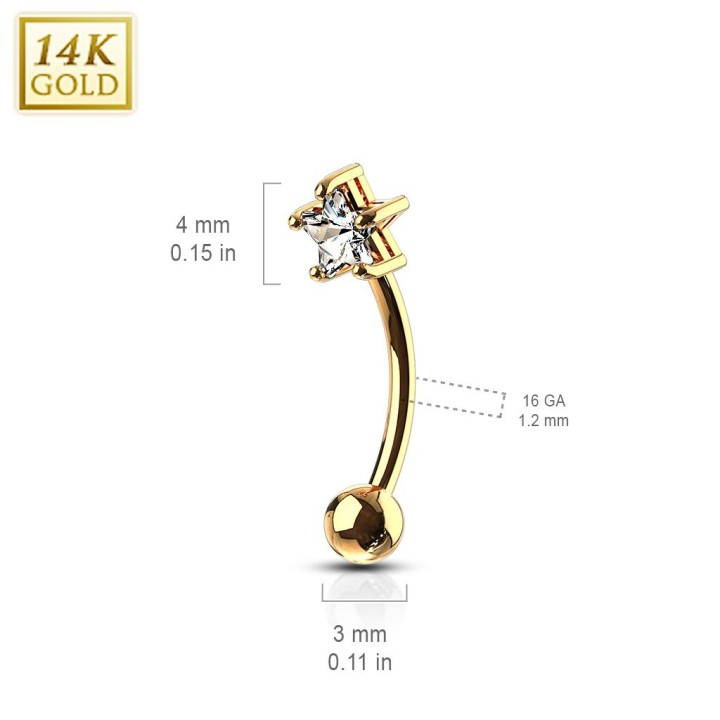 Piercing arcade étoile Or jaune 14 Carats