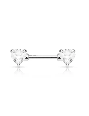 Piercing téton double coeur blanc