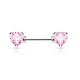 Piercing téton double coeur rose